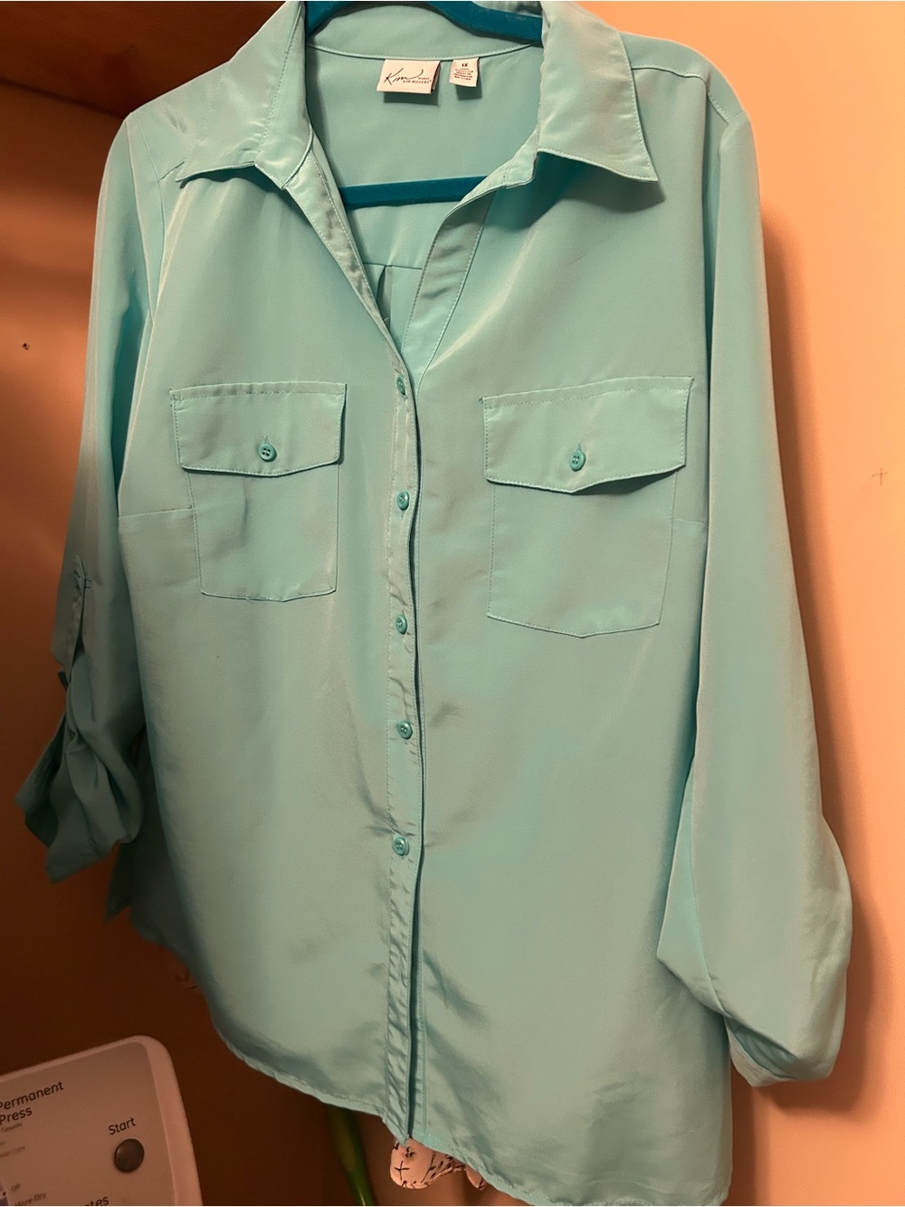 Women's Teal Button-Front Blouse